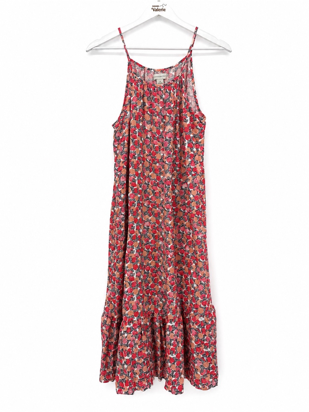 Peyton & Parker Fruit Print Dress Orange Size Medium Rayon Summer Midi